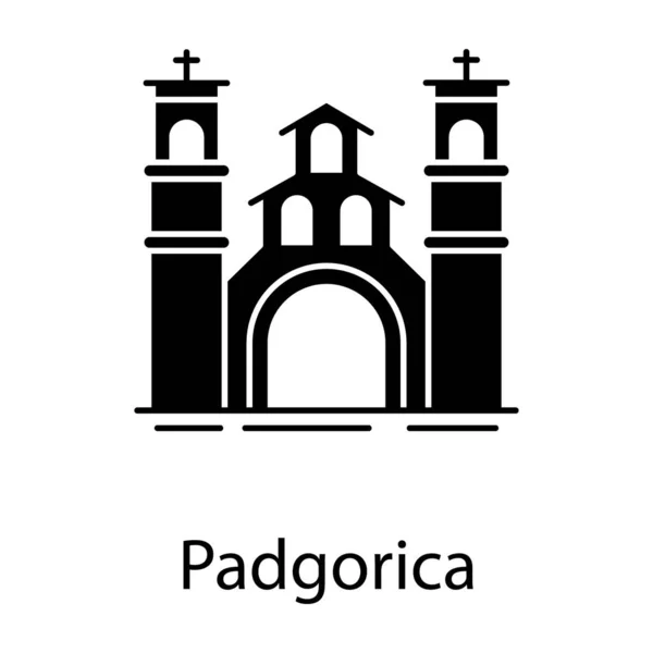 Ciudad Montenegro Icono Podgorica Diseño Sólido — Vector de stock