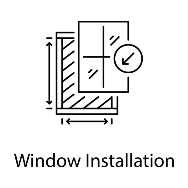 Befestigung Von Glas Fensterrahmen Symbol Der Fenstermontage Linienvektor — Stockvektor