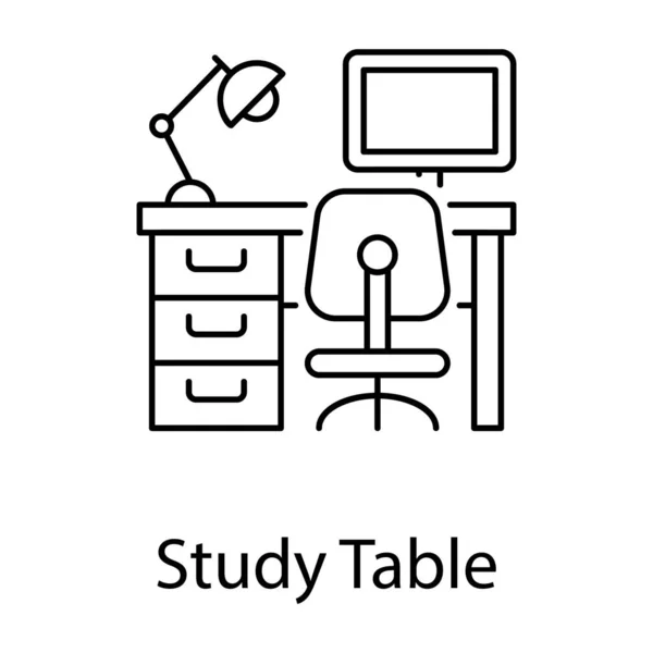 Furniture Interior Study Table Icon Line Style — Stock Vector