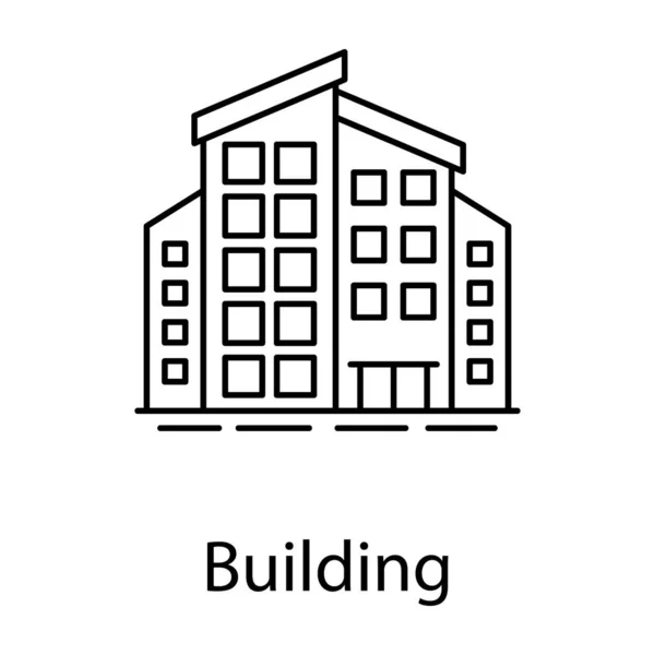 Commercial Construction Area Building Icon Line Design — Stock Vector