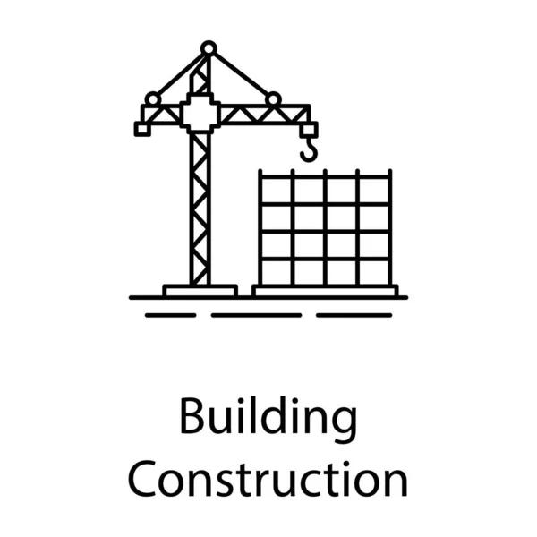 Ícone Construção Edifícios Estilo Linha Máquinas Construção Comercial — Vetor de Stock