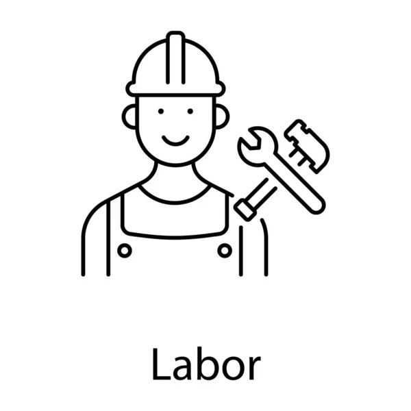 Constructional Builder Avatar Icon Labour Line Design — Stock Vector