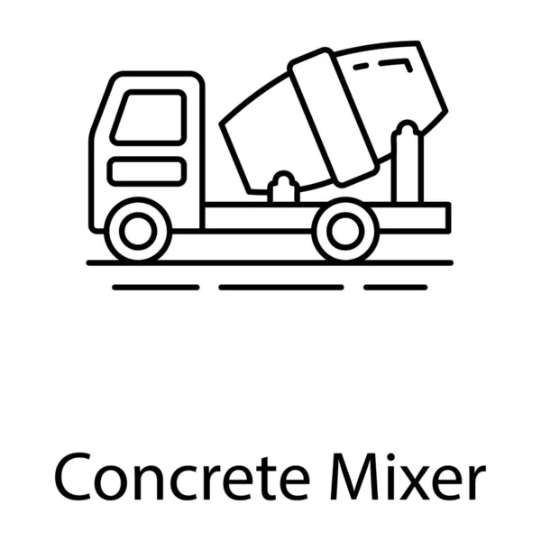 Cement Mixer Lader Truck Cement Truck Icoon Lijn Stijl — Stockvector