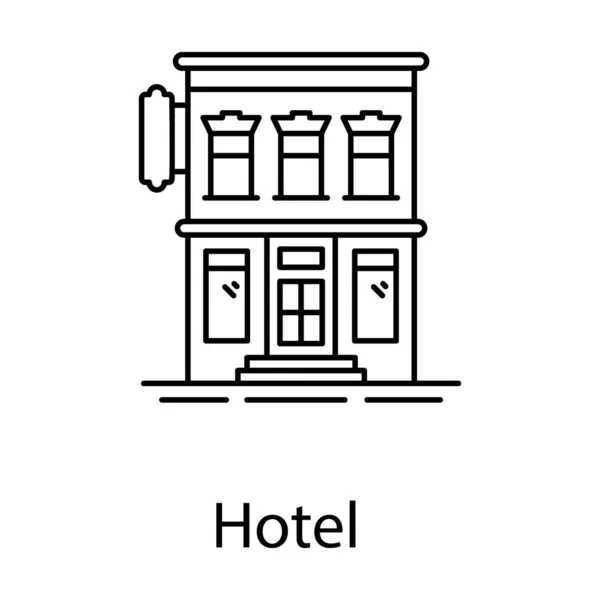 Weißer Hintergrund Mit Hotelgebäude Linienvektorstil — Stockvektor