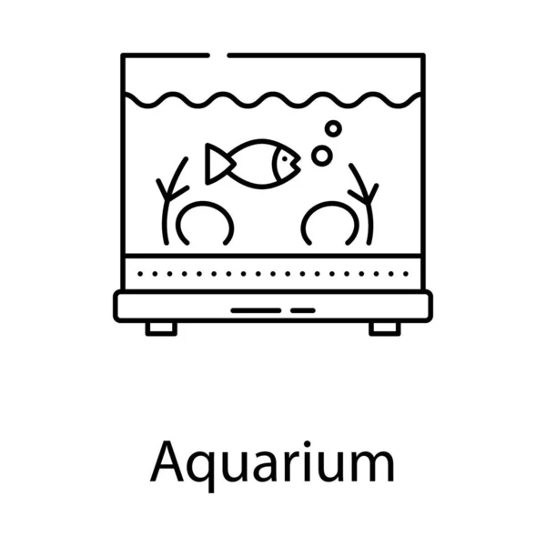 Innendekoration Aquarium Symbol Linienstil — Stockvektor