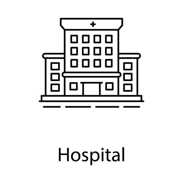 Centro Médico Edificio Del Hospital Línea Icono — Vector de stock