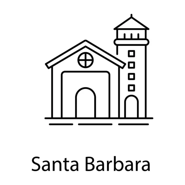 Costa California Santa Barbara Vector Línea — Vector de stock