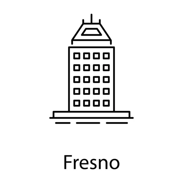 Torre Dell Acqua Della California Icona Dell Edificio Fresno Linea — Vettoriale Stock