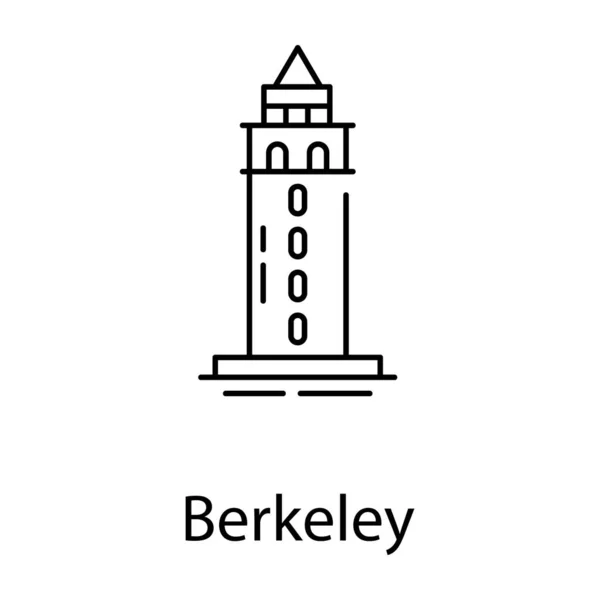Sather Kulesi Berkeley Saat Kulesi Çizgi Simgesi — Stok Vektör