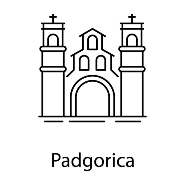 Ciudad Montenegro Icono Podgorica Hito Diseño Línea — Vector de stock