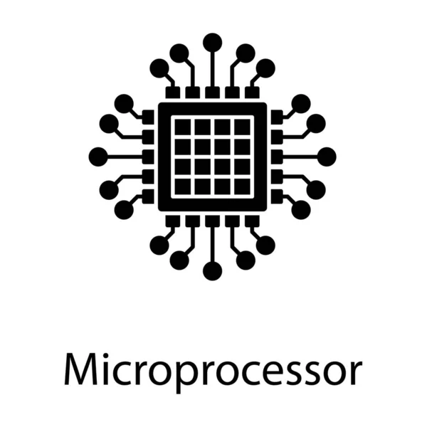 Computerchip Mikroprozessor Symbol Glyphen Design — Stockvektor