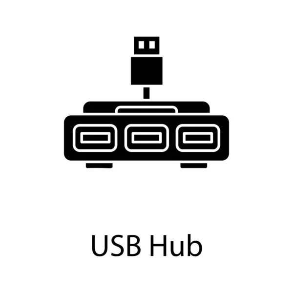 Usb Hub Icoon Solide Vectorontwerp — Stockvector