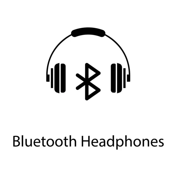 Bağlı Aygıt Ile Müzik Dinlemek Bluetooth Kulaklık Simgesi Ile Kabartma — Stok Vektör