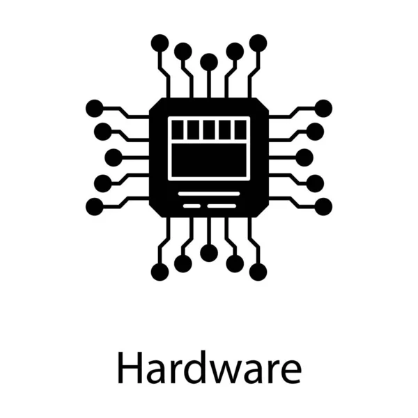 コンピュータチップ グリフデザインのマイクロプロセッサアイコン — ストックベクタ