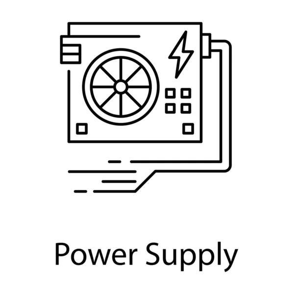 Computerapparatuur Lijnontwerp Van Het Pictogram Van Voedingseenheid — Stockvector