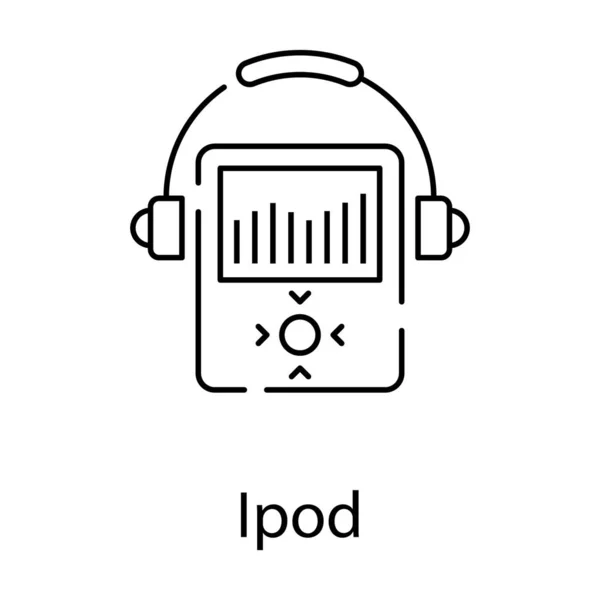 Herramienta Medios Sonido Icono Ipod Portátil Eléctrico Diseño Línea — Vector de stock