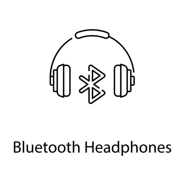 Ouvindo Música Através Dispositivo Conectado Ícone Fone Ouvido Bluetooth Estilo —  Vetores de Stock