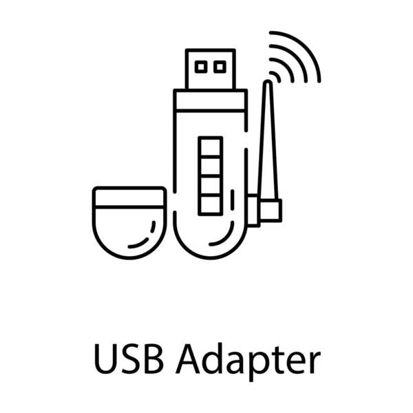 Elektrische Hardware Usb Adapter Pictogram Lijn Ontwerp — Stockvector