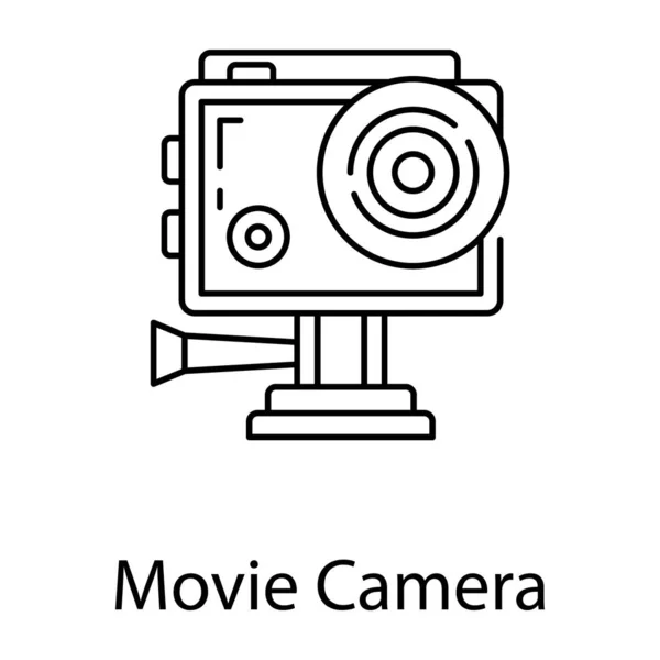 Equipo Para Hacer Video Icono Cámara Película Vintage Diseño Línea — Vector de stock