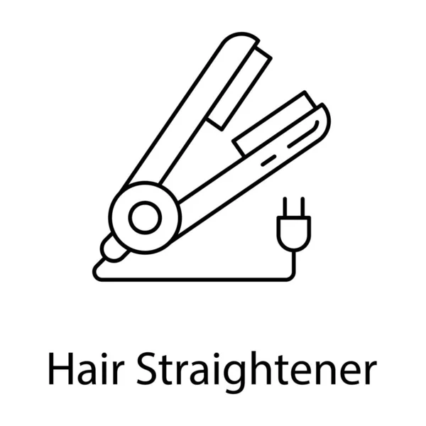 Haarbügelgeräte Ikone Des Haarglätters Liniendesign — Stockvektor