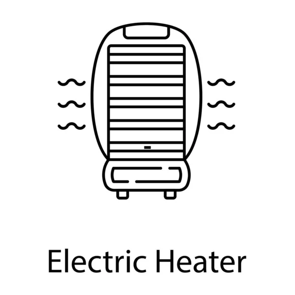 家庭用冬用電化製品 ライン設計における電気ヒータのアイコン — ストックベクタ
