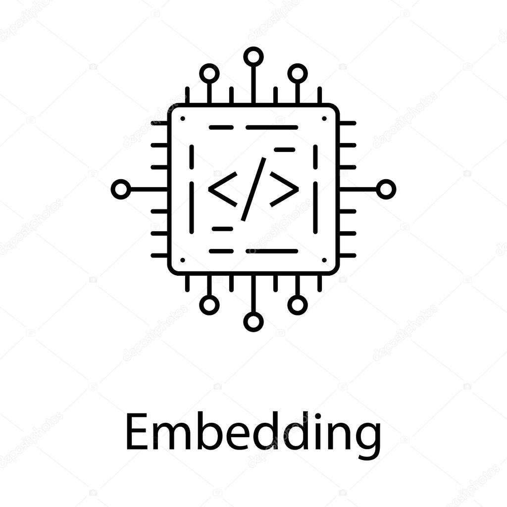 Coding chip, embedding icon in line design
