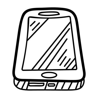 Cep telefonu simgesi, el çizimi vektör tasarımı 