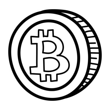 Bitcoin 'in el çizimi vektörü, engelleme madeni para 