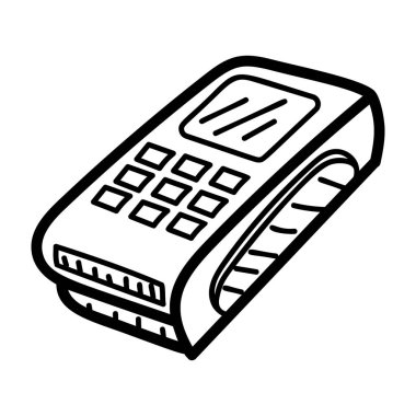 Çizimde bir pos terminal vektörü olarak bilinen fatura makinesi