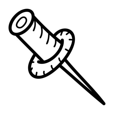 Pushpin simgesi, elle çizilmiş vektör tasarımı 