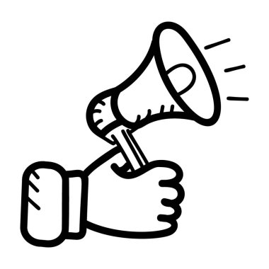 Megafon simgesi vektörü, reklam el çizimi tasarımı 