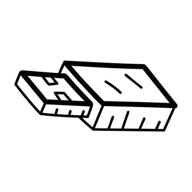 Usb vektörü, depolama aygıtı el çizimi simgesi 