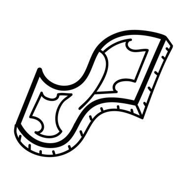 Kağıt para, banknot el çizimi vektör tasarımı beyaz arkaplanda izole 