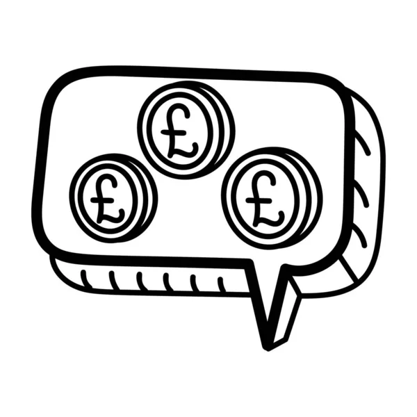 Pfund Symbol Auf Sprechblase Finanz Chat Handgezeichnetes Vektordesign — Stockvektor