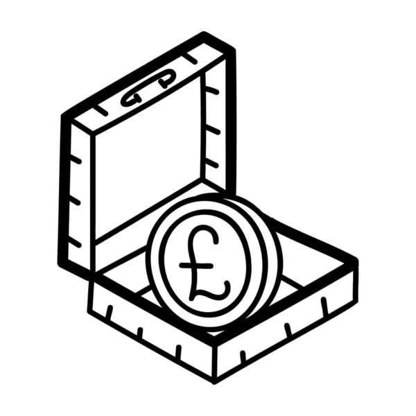 Monetary Unit Pound Coin Box Vector Design — Stock Vector