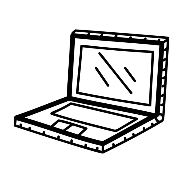 Laptop Ikone Technologisches Handgezeichnetes Vektordesign — Stockvektor