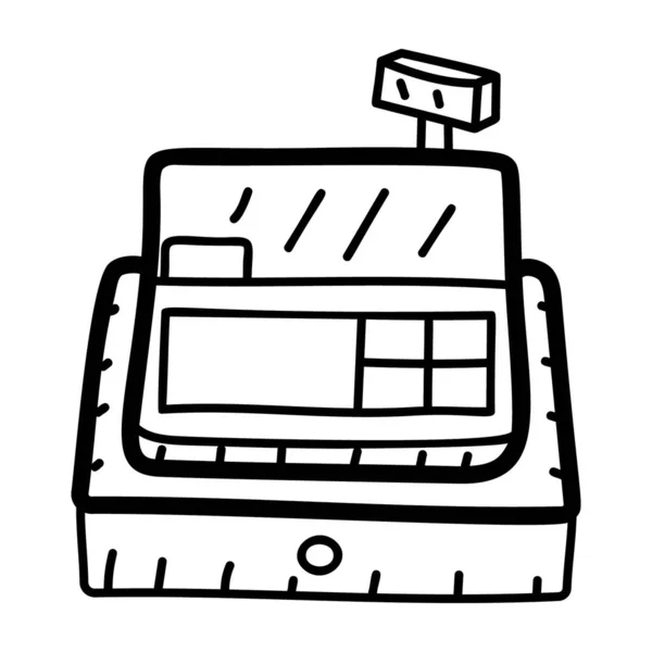 Készpénztárgép Ikon Kézzel Húzott Bankautomata Kártyás Fizetési Vektor — Stock Vector
