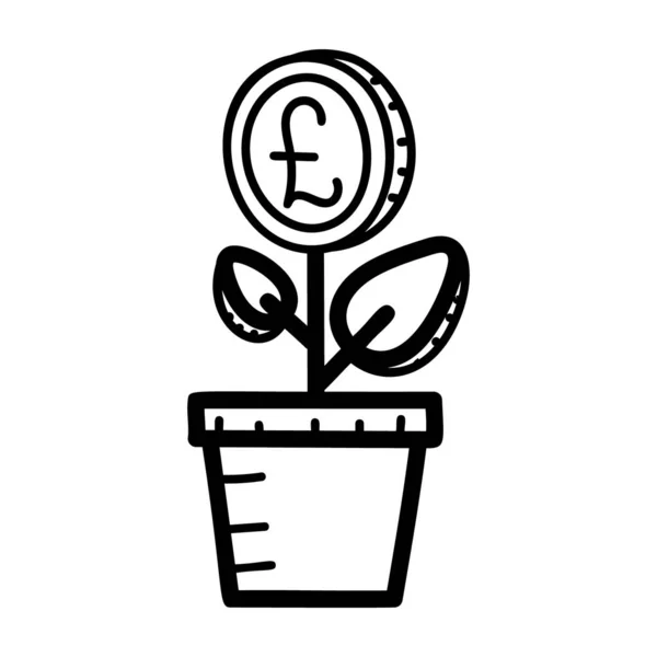 Design Der Ikone Des Geldwachstums Handgezeichneter Vektor — Stockvektor