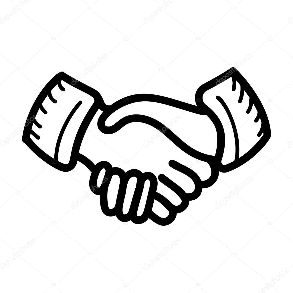 Two hands clasping each other in a pleasant manner, this is handshake icon 