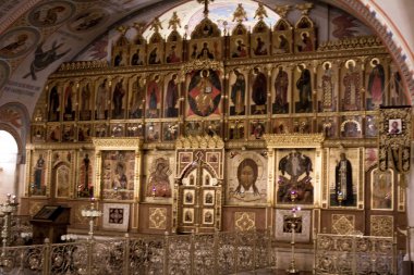 sunak, iç ve İsa Kurtarıcı, Rusya'nın dünyaca ünlü ana Ortodoks Kilisesi Transfiguration Kilisesi iç duvarlarında süsler.