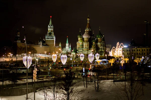 Vista Nocturna Plaza Roja Invierno Moscú Rusia — Foto de Stock