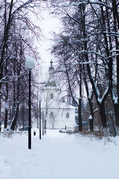 Winter View Orthodox Church Ancient Russian City — стоковое фото