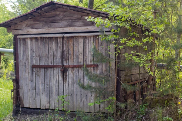 Vieilles Maisons Bois Abandonnées Vue Village Russe Été — Photo