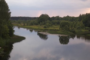 ormanda nehirde yaz gün batımı
