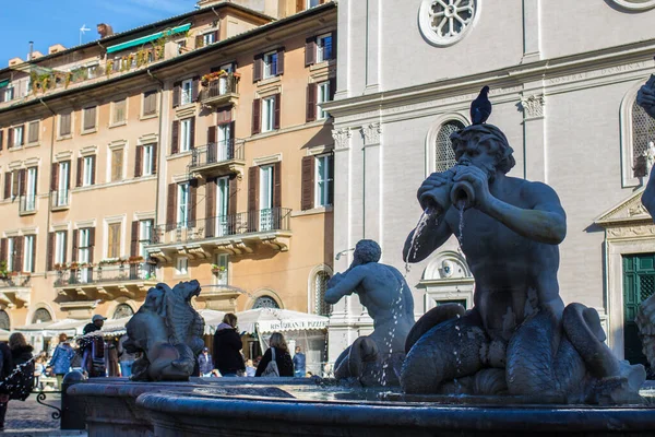 Ρώμη 2019 Piazza Navona Σιντριβάνι Γλυπτικής Του Μαυριτανού Fontana Del — Φωτογραφία Αρχείου
