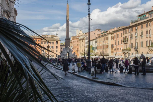 Řím 2019 Výhled Navonské Náměstí Piazza Navona Poledne — Stock fotografie