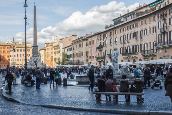 Řím 2019 Výhled Navonské Náměstí Piazza Navona Poledne — Stock fotografie