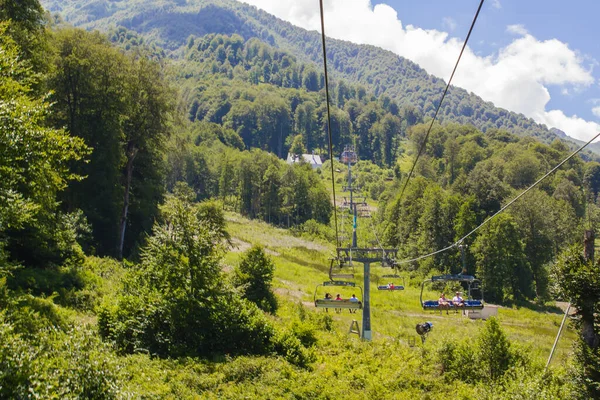 Sochi Russia July 2020 Ropeway Caucasus Mountains Rosa Khutor — Stock Photo, Image