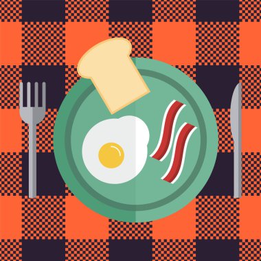Kahvaltı yumurta ile pastırma vektör