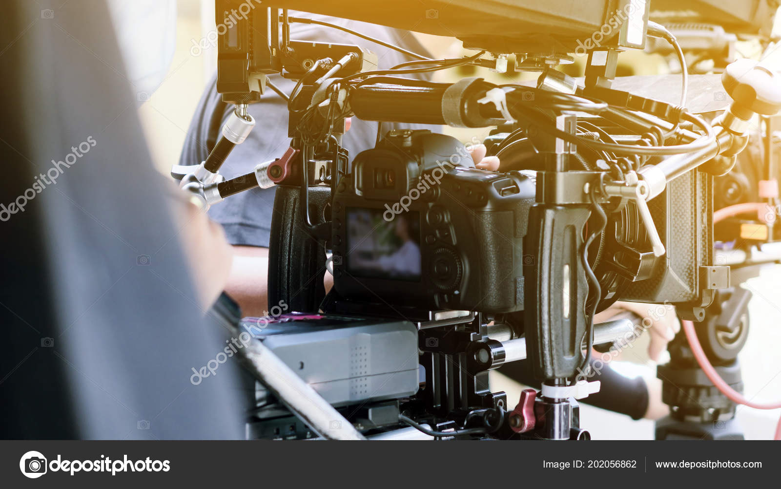 Professional Camera Equipment Film Production Crew — Stock Photo
